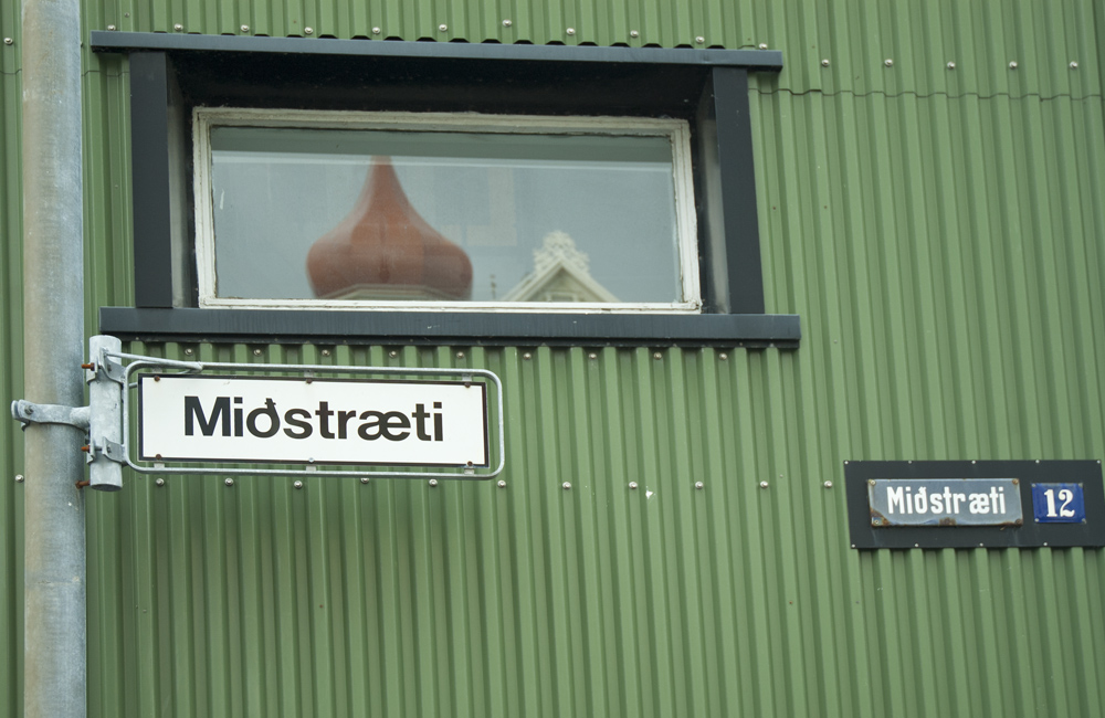 Colourful green corrugated house in Reykjavik, Iceland.